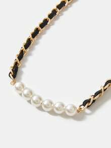 SHEIN Belle Faux Pearl Decorated Luxurious Waist Chain Elegant - Black - View 3