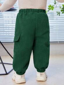 SHEIN Đứa bé trai Túi nắp bên cạnh Lót nhiệt Quần - Màu xanh lá cây đậm - Xem 2