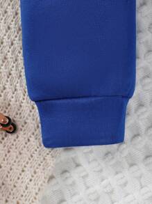 SHEIN Young Girl Crown & Letter Graphic Sweatshirt & Sweatpants - Blue - View 7