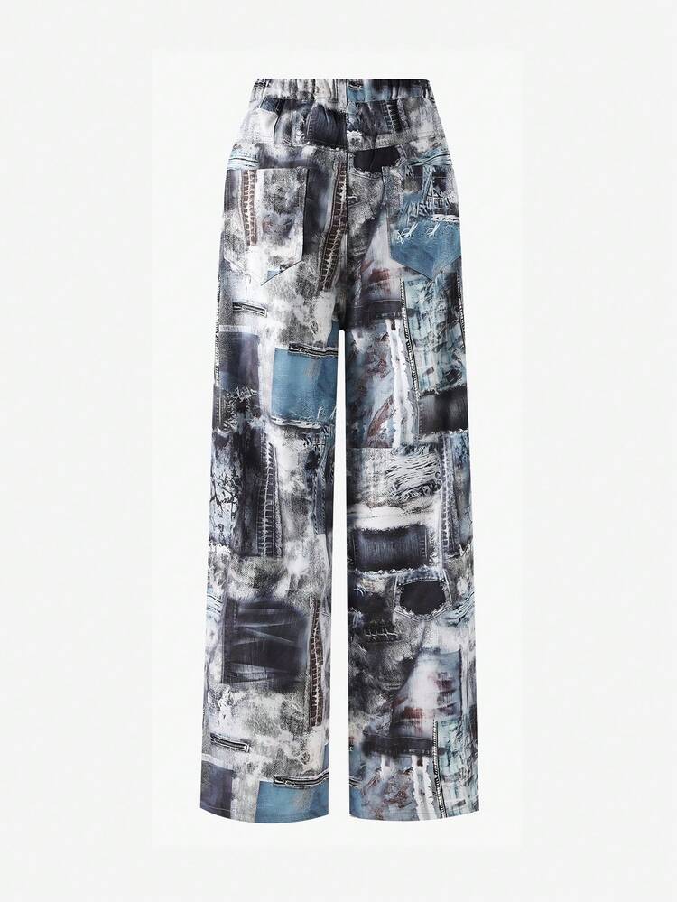 Teen Girl Graphic Print Straight Leg Jeans