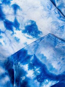 SHEIN Tween Boy Tie Dye Hoodie & Sweatpants - Blue - View 6