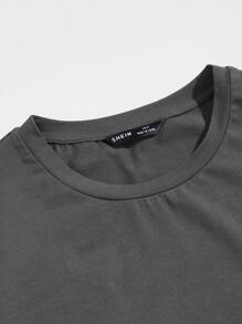 SHEIN Men Bird Print Tee & Pants Lounge Set - Grey - View 4