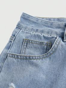 ROMWE Grunge Punk Washed Ripped Wide-leg Jeans