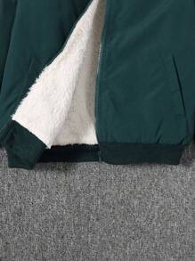 SHEIN Young Boy Letter Graphic Thermal Lined Jacket - Green - View 7