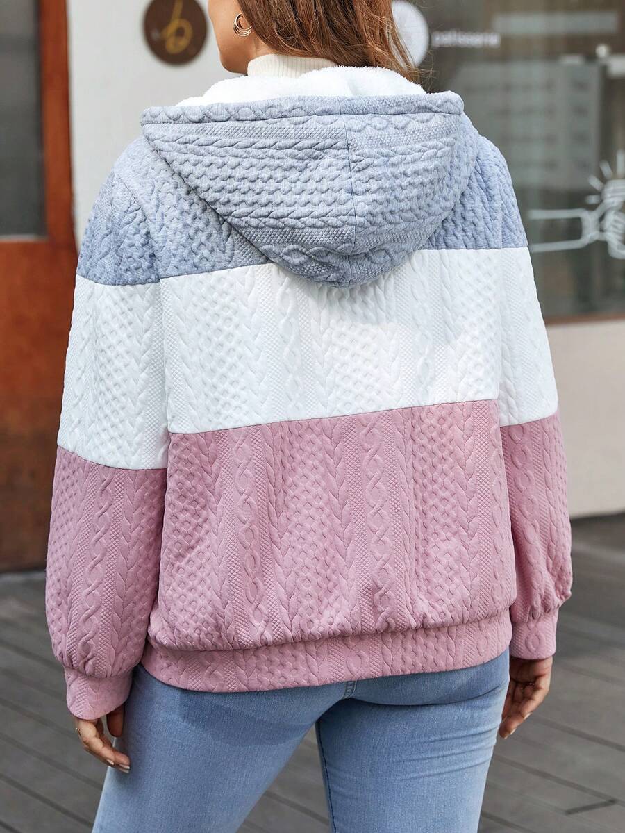 SHEIN LUNE 大码撞色卫衣 - 彩色 - 查看 1