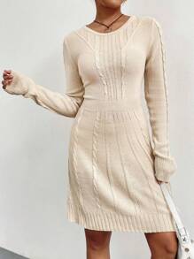 SHEIN LUNE Vestido de punto unicolor tejido de cable