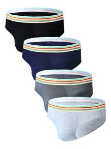 Men 4pack Contrast Tape Waist Brief - Multicolor - View 7