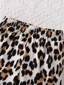 SHEIN Cô Gái Trẻ Báo & Đồ họa Hình Áo thun & quần - Màu be - Xem 5