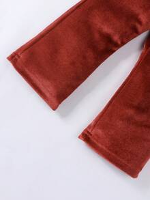 Baby Girl Zip Up Hooded Jacket & Pants - Rust Brown - View 8