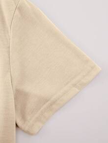 Flirla Talla grande Camiseta con estampado de labio y letra - Albaricoque - Ver 3