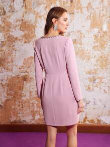 MOTF PREMIUM RHINESTONE KEYHOLE DRESS WITHOUT BELT - Pink - View 9