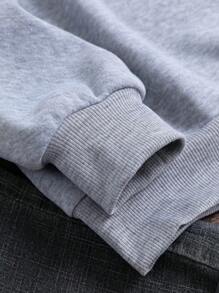 SHEIN Essnce Áo nỉ cổ tròn in chữ cho nữ, áo mùa xuân - Xám - Xem 4