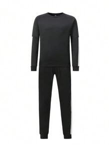 Manfinity Sport Corelite Men's Solid Color Drawstring Sports Suit, Athletic Suit, Tracksuit Workout Set Gym Set Workout Set - Multicolor - View 1