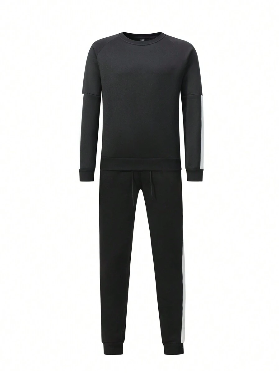 Manfinity Sport Corelite Men's Solid Color Drawstring Sports Suit, Athletic Suit, Tracksuit Workout Set Gym Set Workout Set - Multicolor - View 1