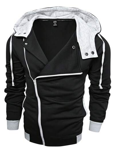 Manfinity Homme Sudadera con capucha con cremallera delantera para hombres, sudadera con capucha con cremallera de manga larga y estilo de moda, para regalos a amigos, esposo, novio, para el otoño