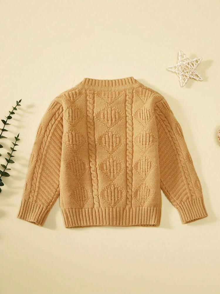 Baby Boy Button Front Cable Knit Cardigan