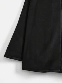 SHEIN EZwear Hơn In Cánh Tay Raglan áo có mũ Áo choàng - màu đen - Xem 4