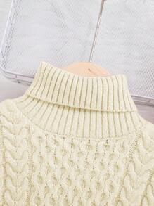 SHEIN Leap Crew Oversized High Neck Long Sleeve Collegiate Sweater For Tween Girls - Apricot - View 4