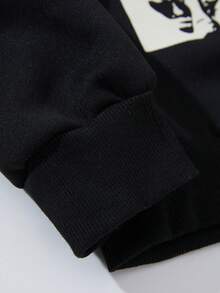 SHEIN Unity Áo nỉ có mũ trùm đầu in chữ và chân dung thường ngày dành cho nữ, mùa thu - màu đen - Xem 7