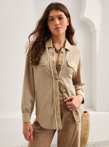 Bohemela Ladies Drop Shoulder Regular Coat - Apricot - View 5