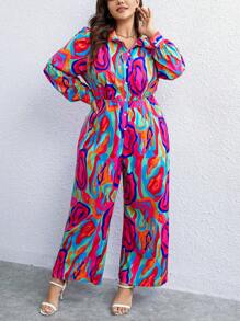 SHEIN LUNE Hơn In Toàn bộ quần ống rộng Áo liền quần - Nhiều màu - Xem 1