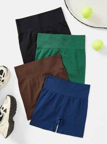 Easithlete 4pcs Seamless High Stretch Scrunch Butt Sports Shorts Spandex - Multicolor - View 2