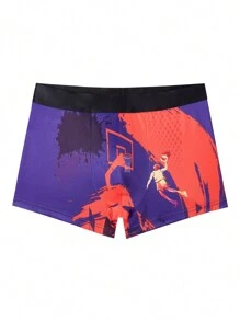 Men's Comfortable Basketball Pattern Boxer Briefs - Blue - View 5