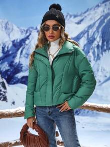 SHEIN Unity Zip Up Snap Button Down Coat Fall Cloth For Women