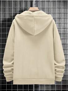 Manfinity EMRG Men's Character Pattern Zip-up Hoodie With Drop Shoulder And Drawstring - Apricot - View 3