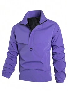 Manfinity Homme Loose Fit Men's Half Zip Jacket - Purple - View 1