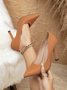 Của phụ nữ Thoải mái Giải trí Hằng ngày Con la Giường đơn Giày dép Với Nâu Kết cấu Và Cao gót - màu nâu - Xem 5