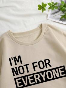 INAWLY Plus Slogan Graphic Drop Shoulder Sweatshirt Pullover Fall Sweatshirt - Apricot - View 6