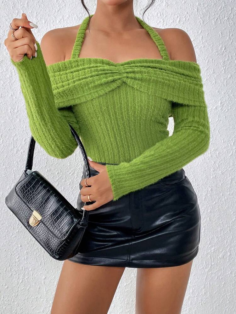 Foldover Halter Neck Tee