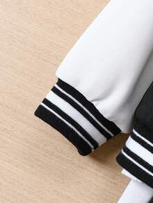 SHEIN Young Boy Letter Graphic Two Tone Hooded Jacket & Sweatpants Without Tee - Multicolor - View 6