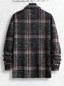 Manfinity Homme Hombres Sobrecamisa de cuadros con bolsillo con solapa