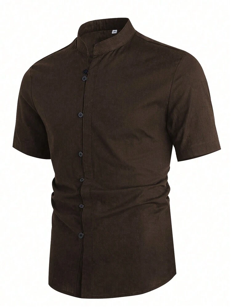 Men's Plus Size Stand Collar Shirt