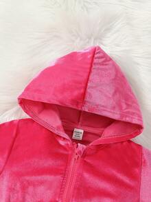 Baby Girl Zip Up Hooded Jacket & Flap Pocket Pants - Hot Pink - View 3