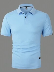 Manfinity Mode Men Letter Patched Detail Polo Shirt - Blue - View 5