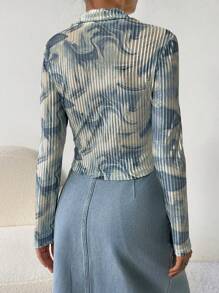 SHEIN Essnce Tie Dye Half Zip Tee - Multicolor - View 2