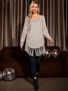EMERY ROSE Pull À Strass À Franges Manches Raglan