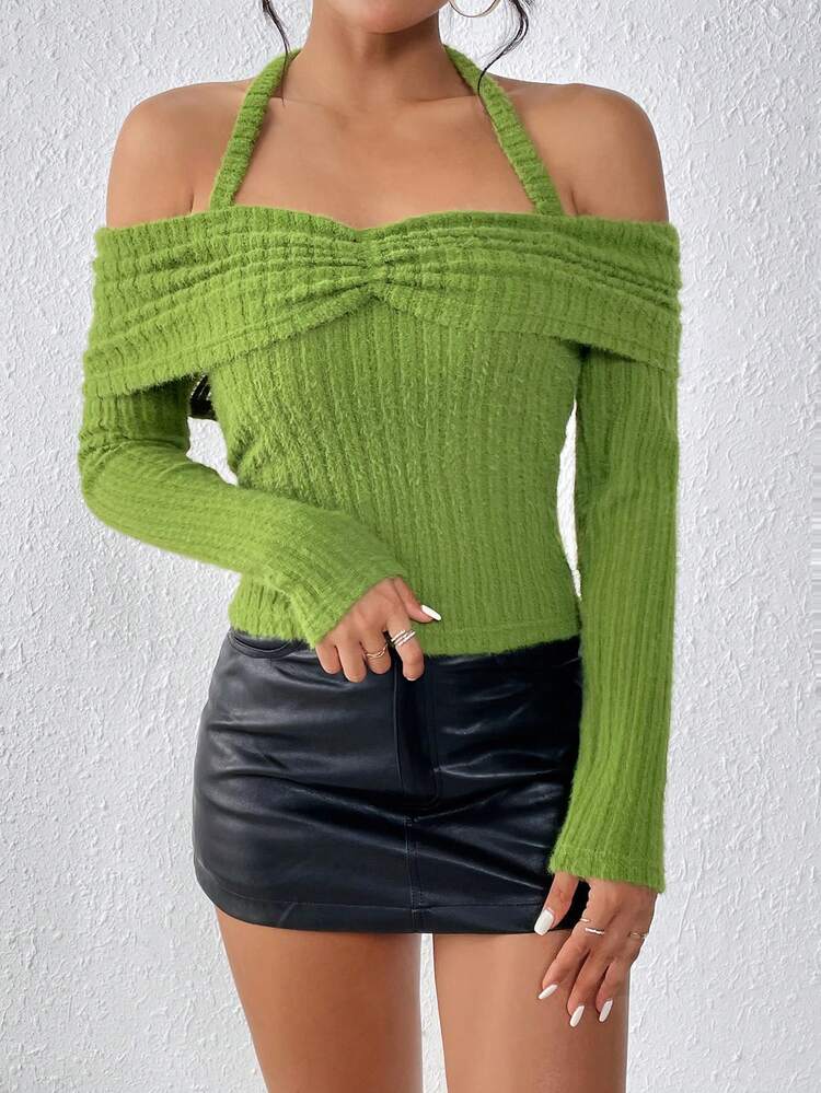 Foldover Halter Neck Tee