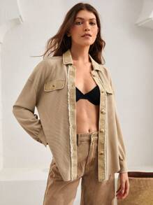 Bohemela Ladies Drop Shoulder Regular Coat - Apricot - View 7