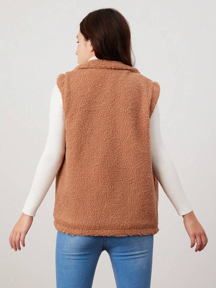 Teen Girl Lapel Neck Vest Teddy Jacket