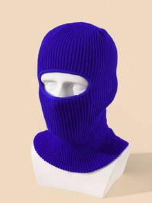 Gorra De Pasamontañas De Diseño Simple De Color Sólido Para Hombres, Adecuada Para Uso Diario - azul real - Ver 1