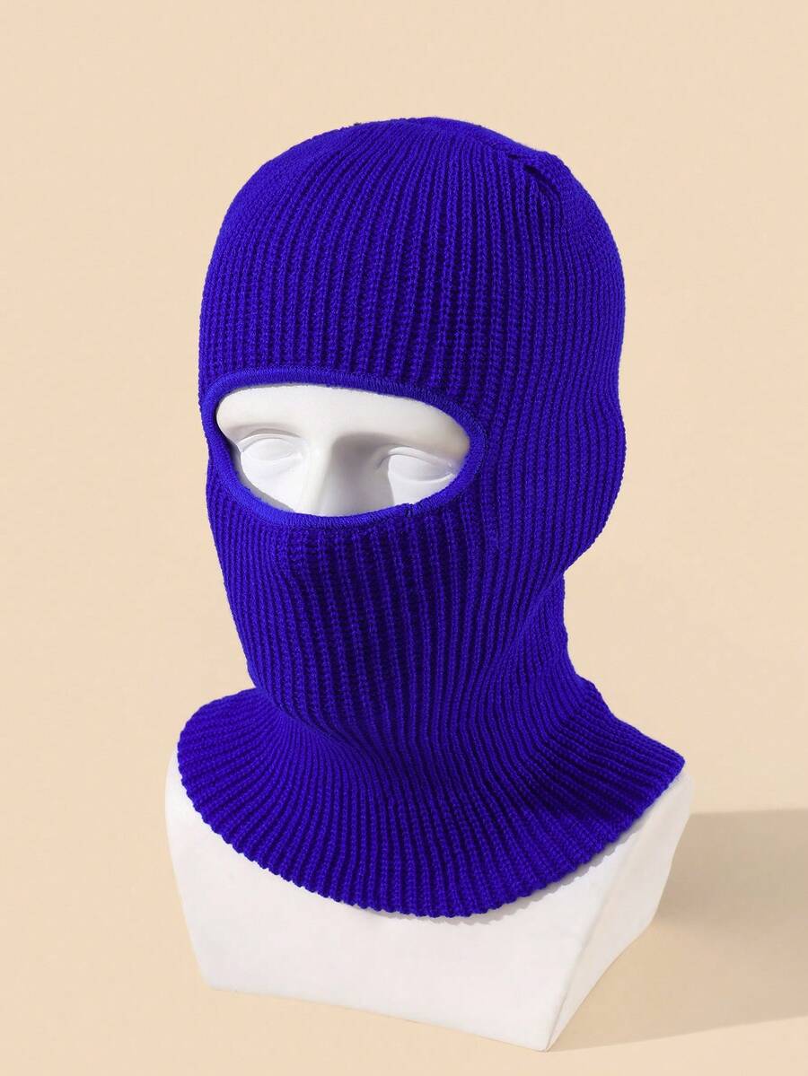 Gorra De Pasamontañas De Diseño Simple De Color Sólido Para Hombres, Adecuada Para Uso Diario - azul real - Ver 1