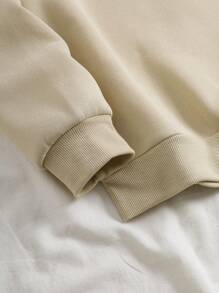 INAWLY Plus Slogan Graphic Drop Shoulder Sweatshirt Pullover Fall Sweatshirt - Apricot - View 5