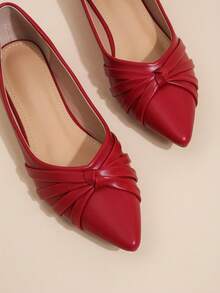 Flat Pointed Toe Woven Flats For Women - Burgundy - View 2