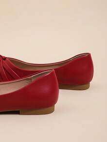 Flat Pointed Toe Woven Flats For Women - Burgundy - View 4
