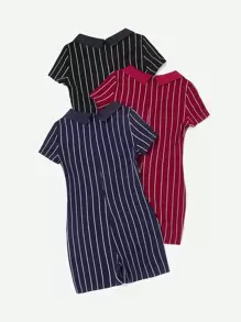 SHEIN EZwear Team Polo Neck Damen Romper - Verschiedenfarbig - Übersicht 2