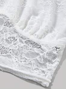 SHEIN Unity Top de hombros descubiertos crop con encaje - Blanco - Ver 5